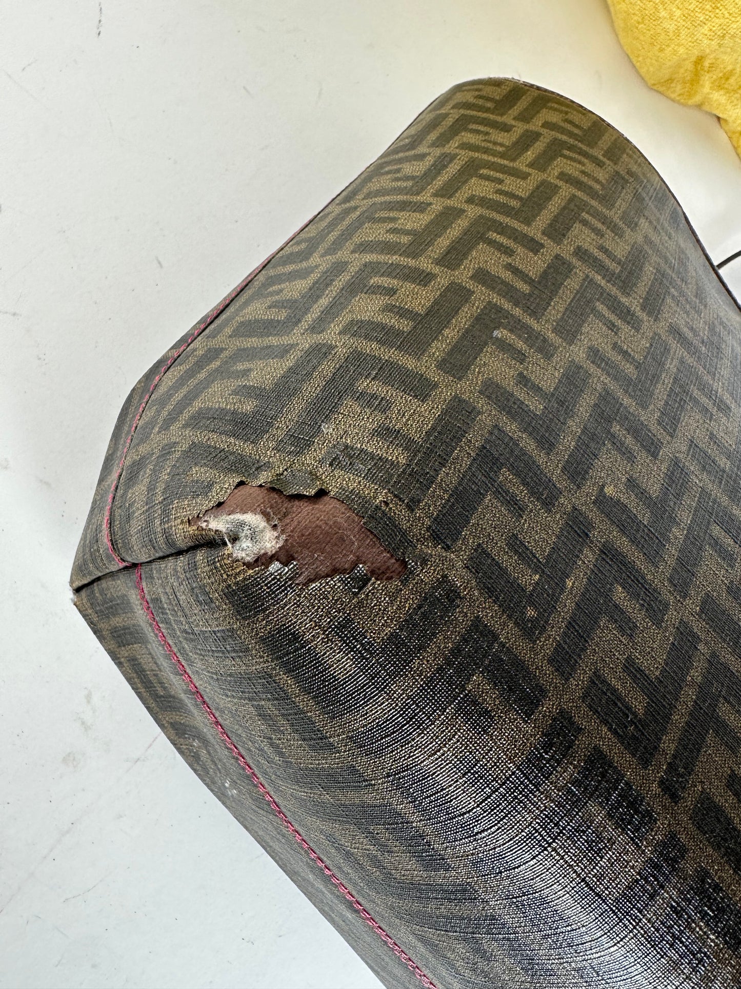 Vintage Fendi FF Zucca Monogram Canvas Leather Shopper Bag Brown