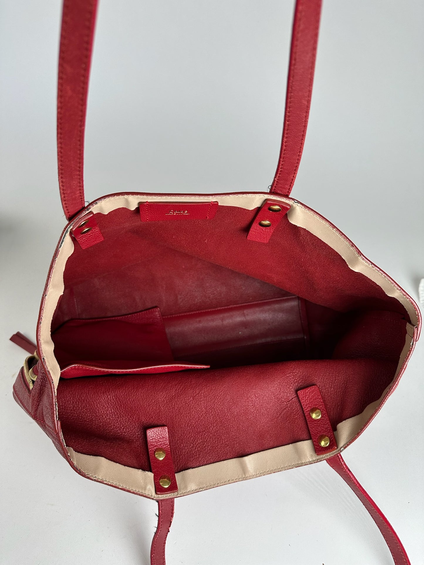 Vintage Prada Leather Shopper Red
