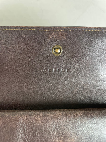 Vintage Celine Macadam Canvas Wallet Beige Brown