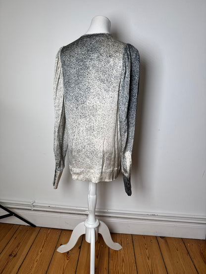 Stella Mc Cartney Avstract Silk Shirt Grey/Black/White M