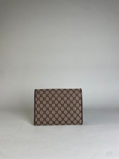 Vintage Celine Macadam Canvas Wallet Beige Brown