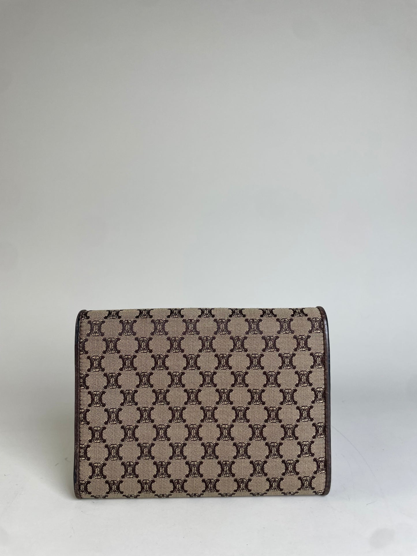 Vintage Celine Macadam Canvas Wallet Beige Brown