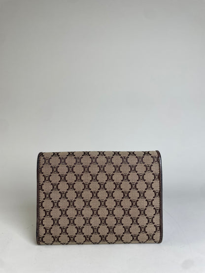 Vintage Celine Macadam Canvas Wallet Beige Brown