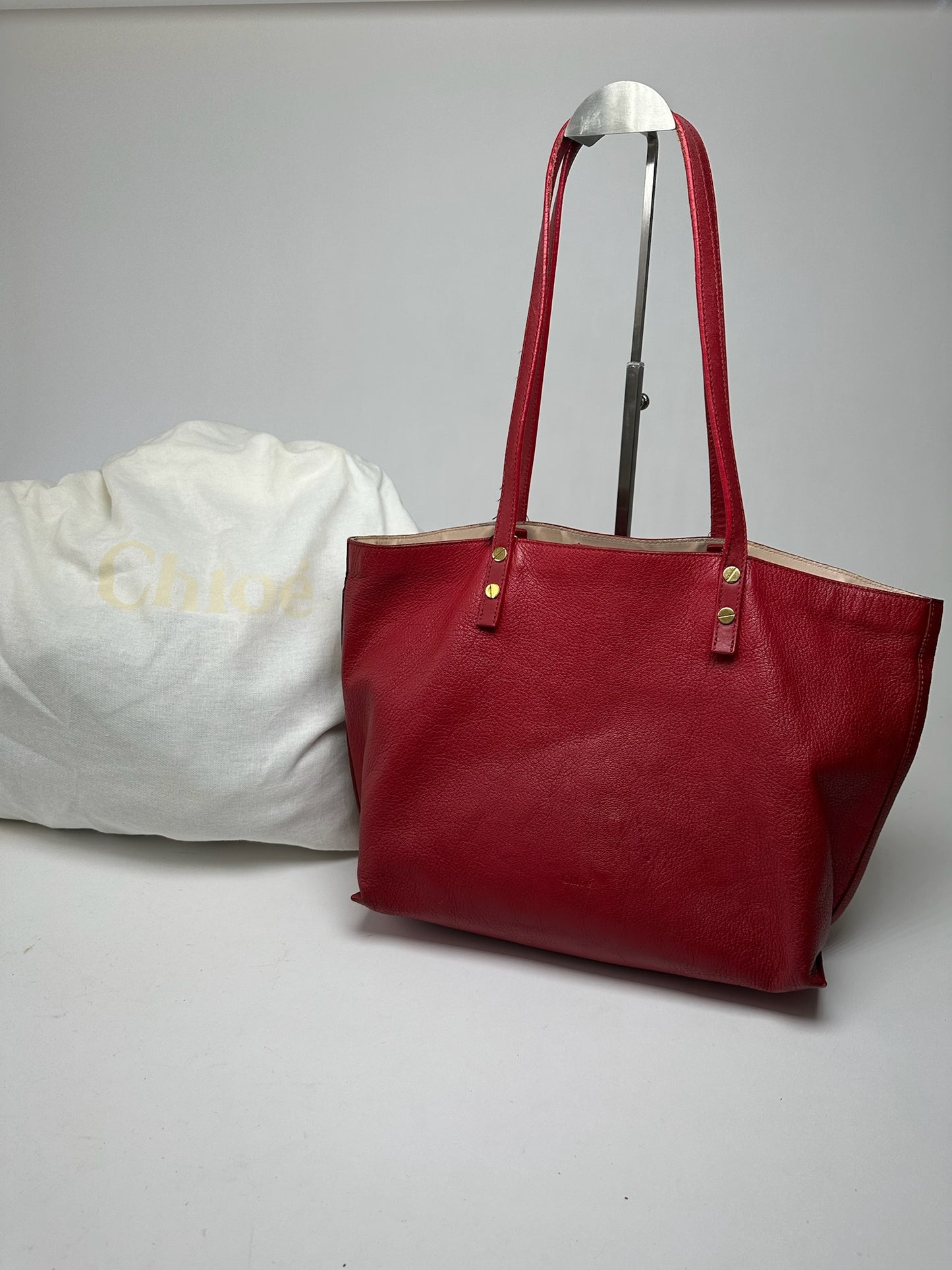Vintage Prada Leather Shopper Red