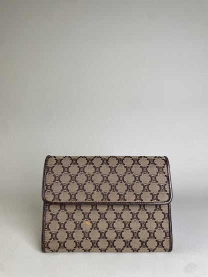 Vintage Celine Macadam Canvas Wallet Beige Brown