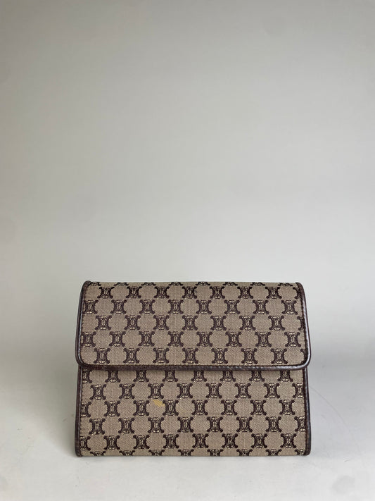 Vintage Celine Macadam Canvas Wallet Beige Brown