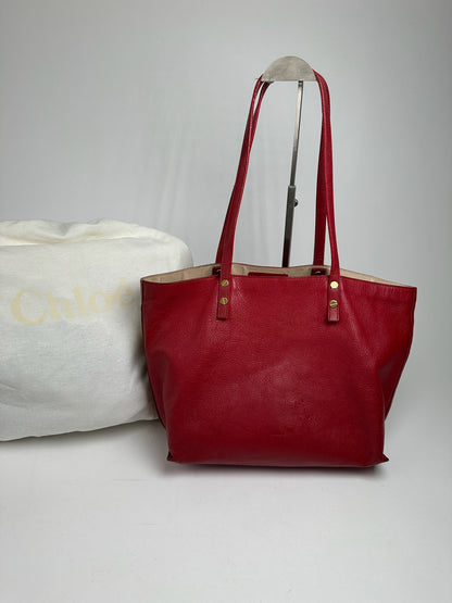 Vintage Prada Leather Shopper Red