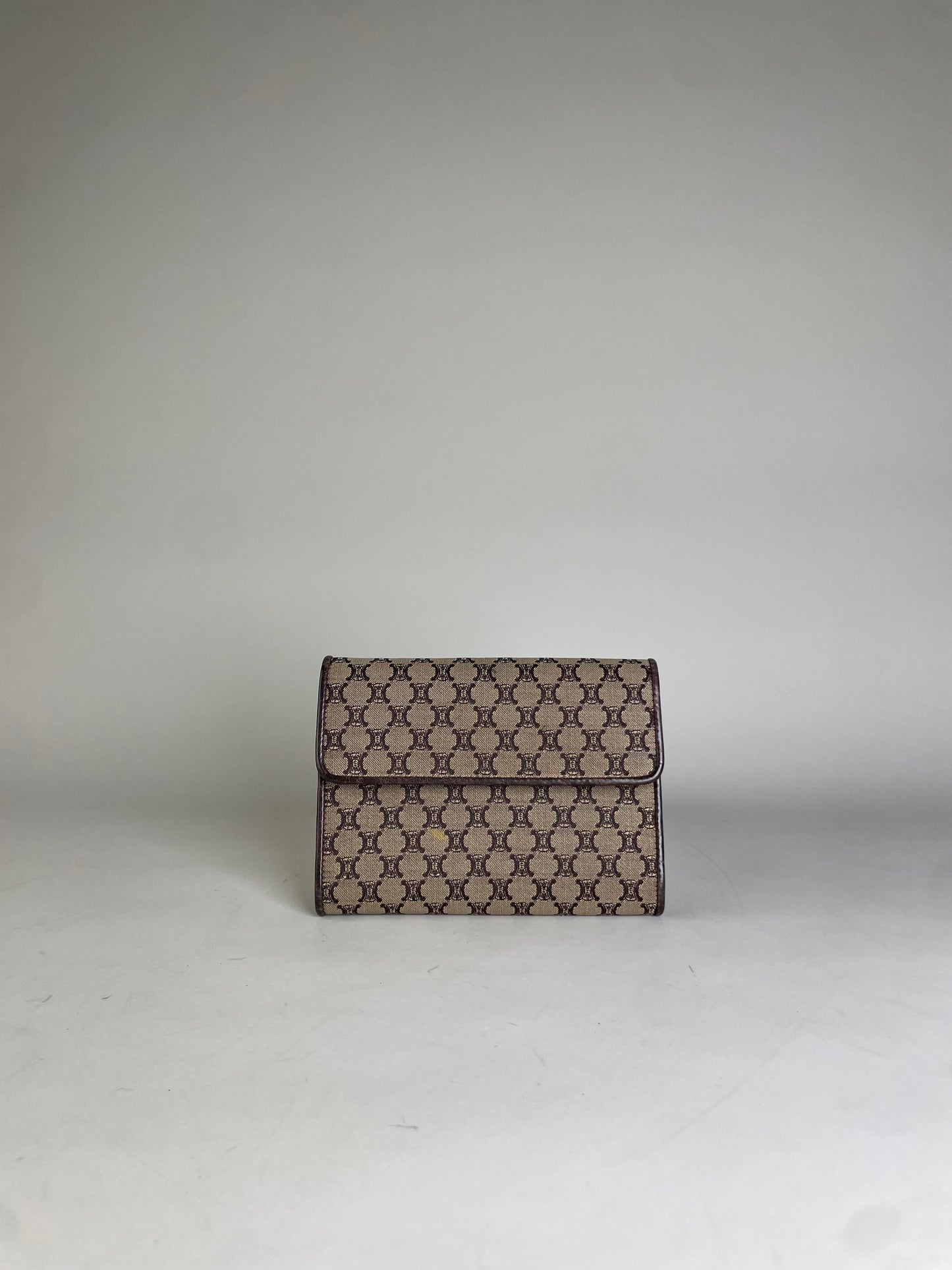 Vintage Celine Macadam Canvas Wallet Beige Brown