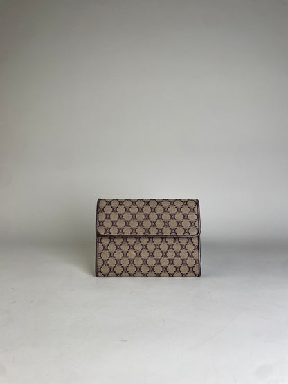 Vintage Celine Macadam Canvas Wallet Beige Brown