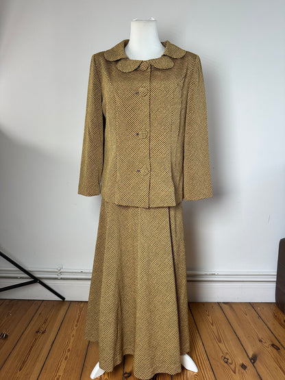 Vintage Gucci Wool Twin Set Abstract Gold Brown M
