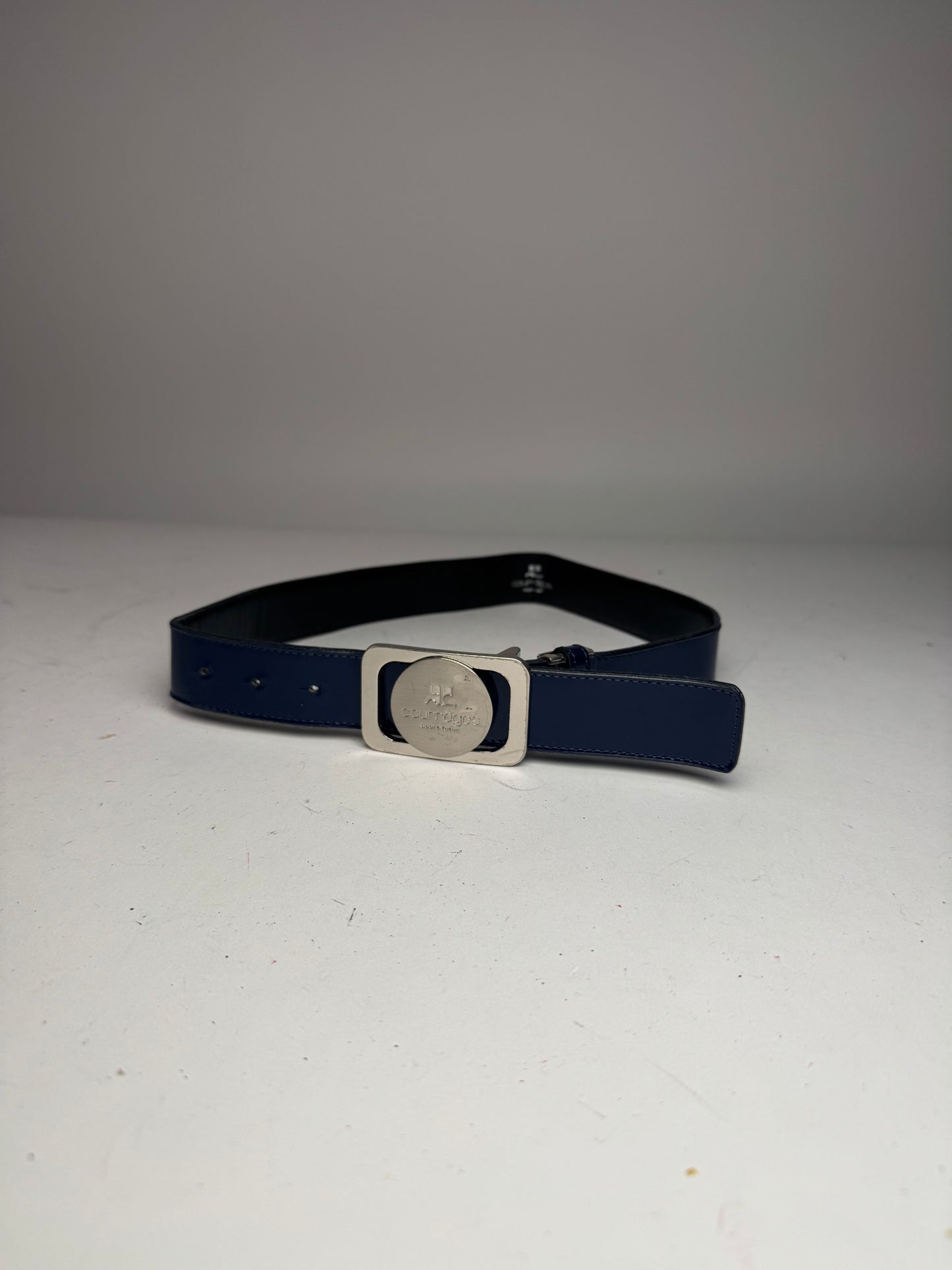 Vintage Courreges Patent Leather Belt Navy