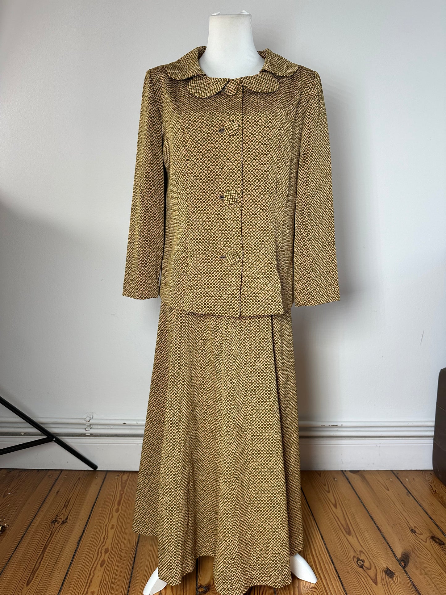 Vintage Gucci Wool Twin Set Abstract Gold Brown M