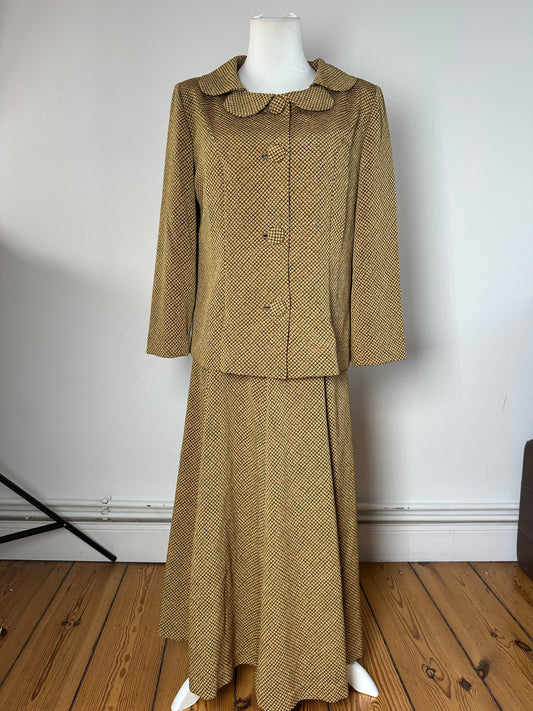 Vintage Gucci Wool Twin Set Abstract Gold Brown M