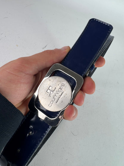 Vintage Courreges Patent Leather Belt Navy