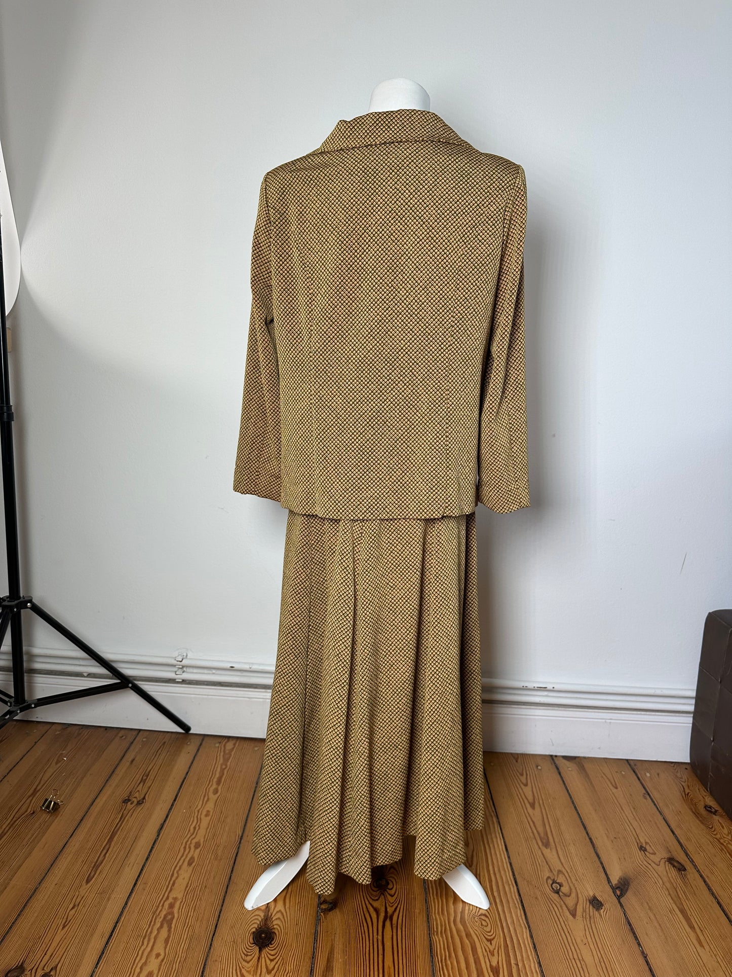 Vintage Gucci Wool Twin Set Abstract Gold Brown M