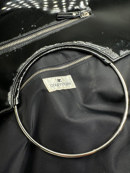Vintage Courrèges Paris Patent Leather Tote Bag Black