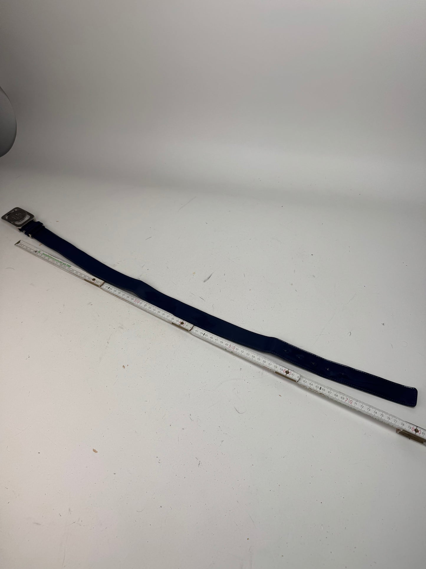 Vintage Courreges Patent Leather Belt Navy