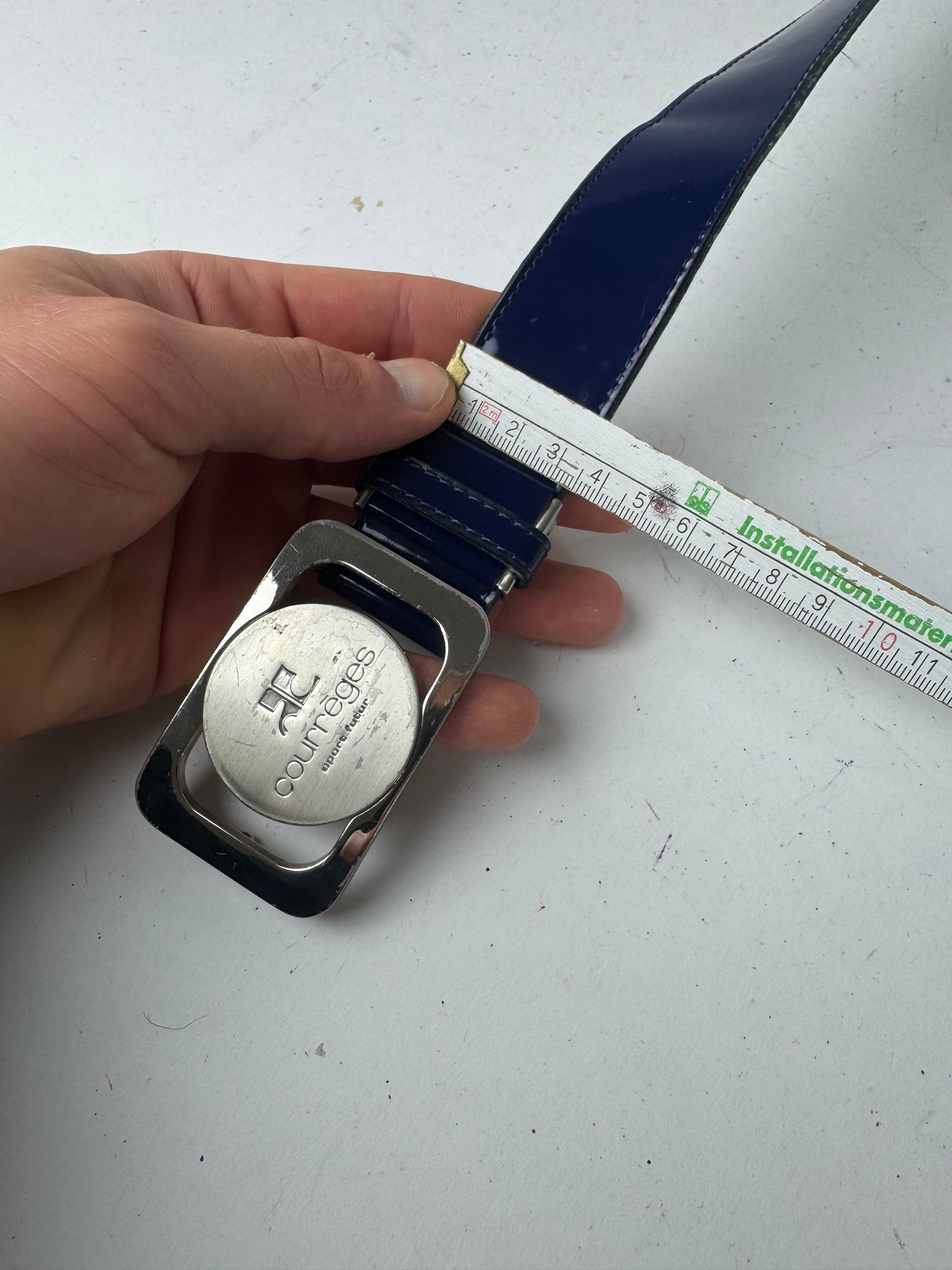 Vintage Courreges Patent Leather Belt Navy