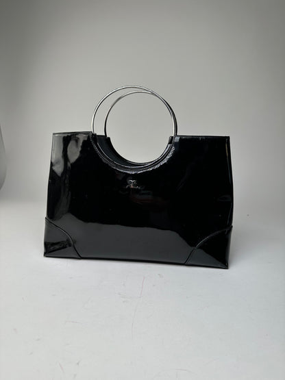 Vintage Courrèges Paris Patent Leather Tote Bag Black