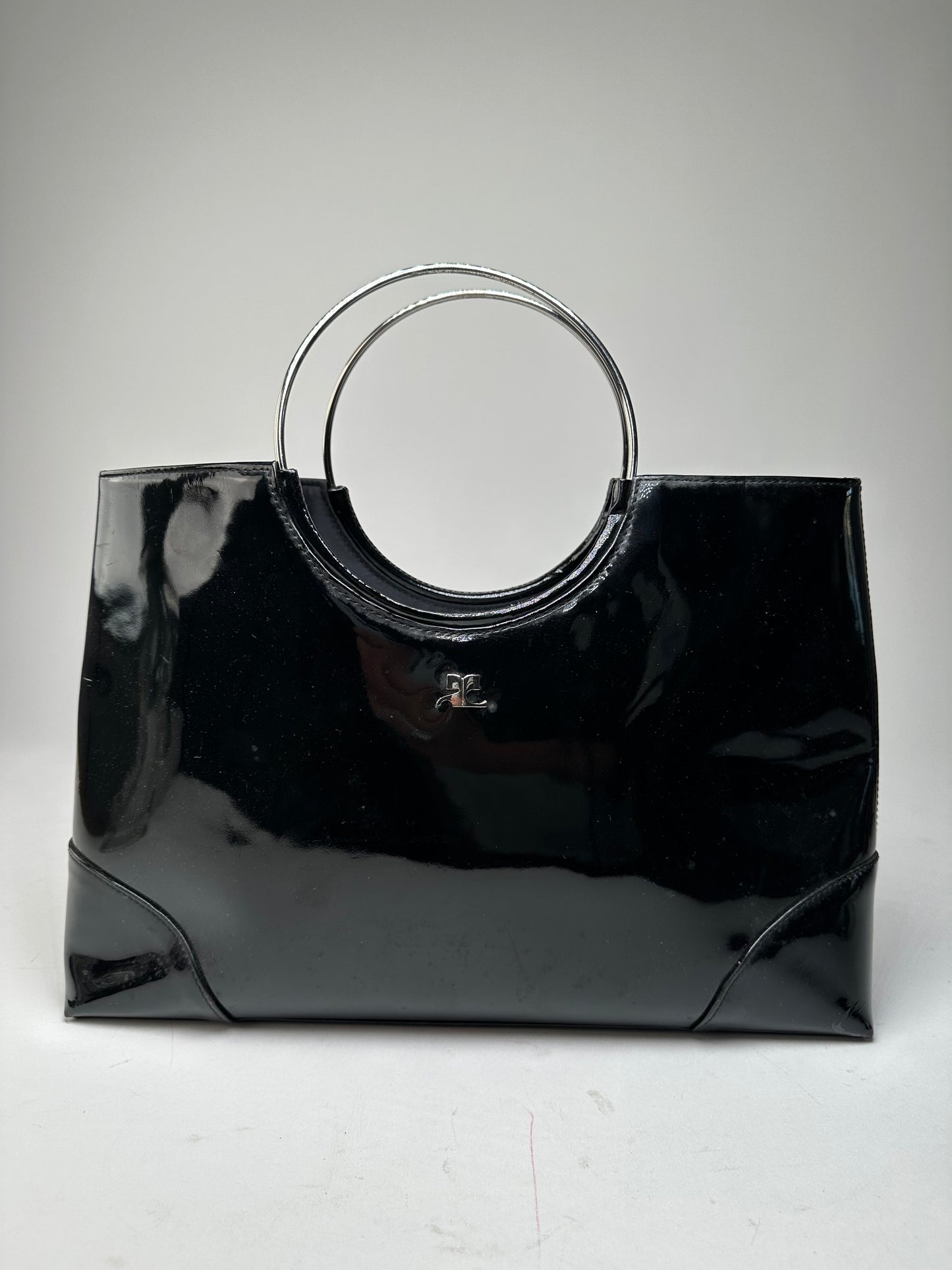 Vintage Courrèges Paris Patent Leather Tote Bag Black