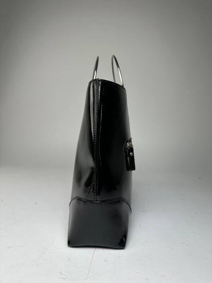 Vintage Courrèges Paris Patent Leather Tote Bag Black