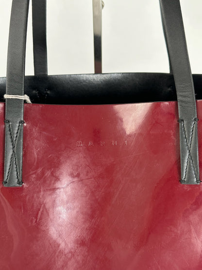 Vintage Marni Patent Leather Shopper red