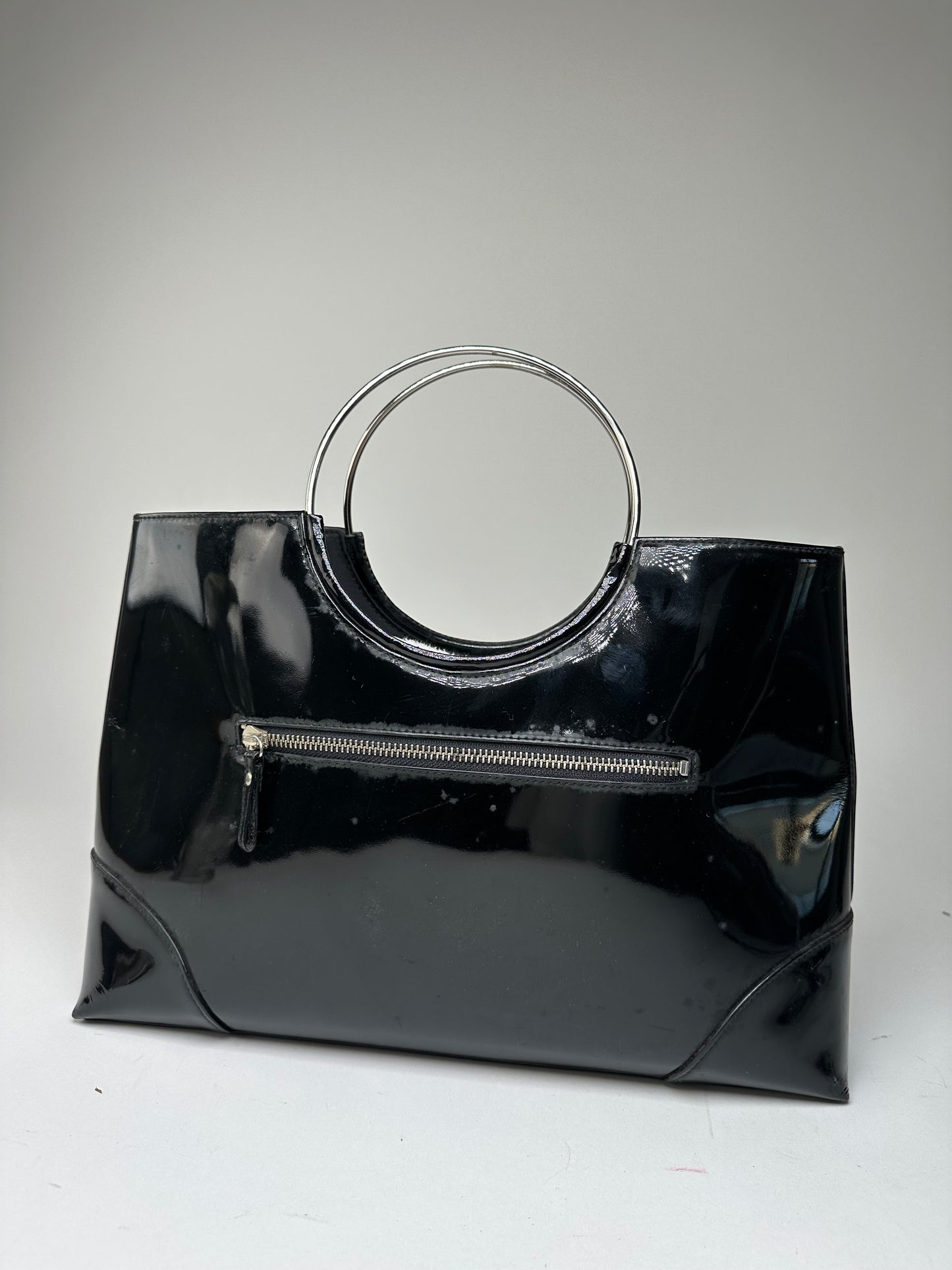 Vintage Courrèges Paris Patent Leather Tote Bag Black