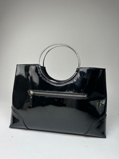 Vintage Courrèges Paris Patent Leather Tote Bag Black