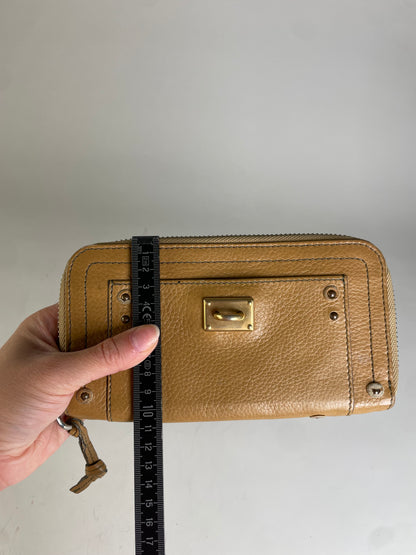 Vintage Chloe Leather Long Wallet Light Tan Gold