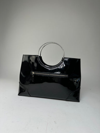 Vintage Courrèges Paris Patent Leather Tote Bag Black