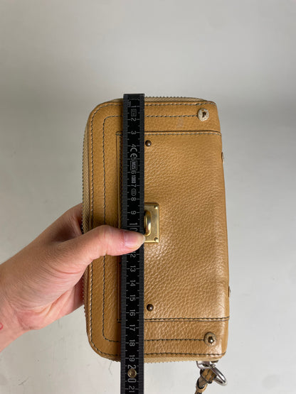 Vintage Chloe Leather Long Wallet Light Tan Gold