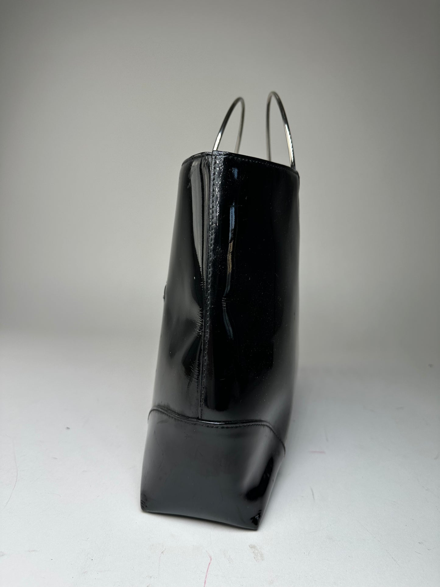 Vintage Courrèges Paris Patent Leather Tote Bag Black