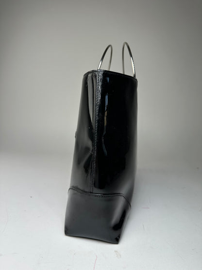 Vintage Courrèges Paris Patent Leather Tote Bag Black