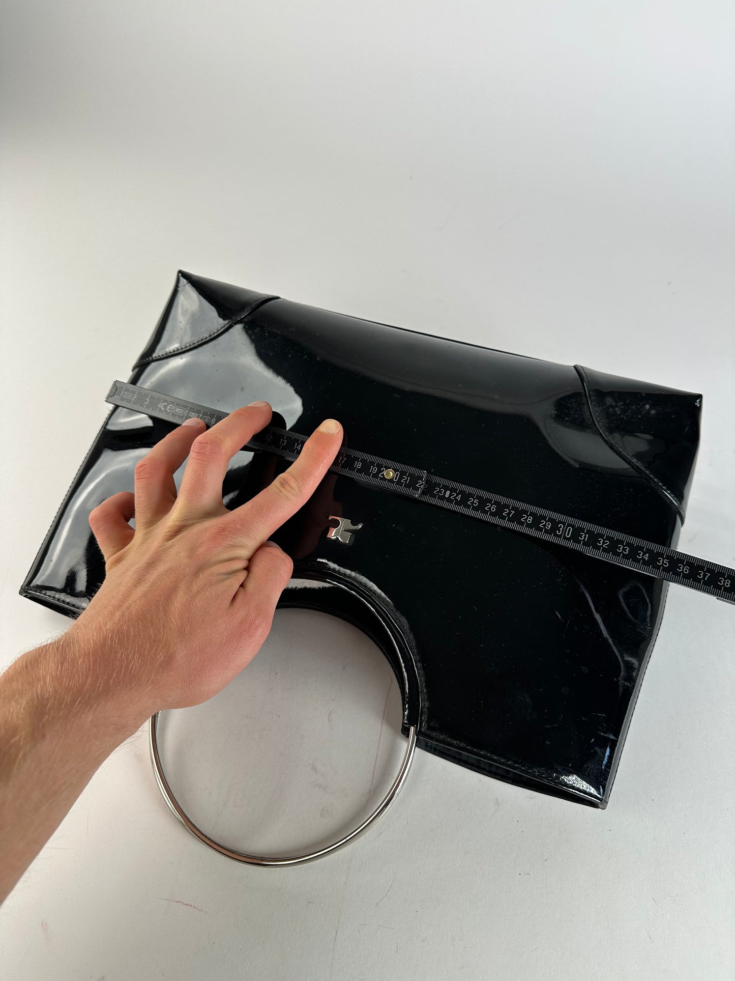 Vintage Courrèges Paris Patent Leather Tote Bag Black