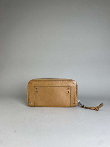 Vintage Chloe Leather Long Wallet Light Tan Gold
