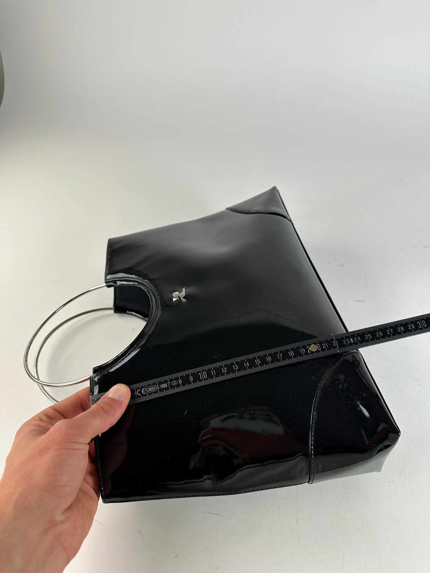 Vintage Courrèges Paris Patent Leather Tote Bag Black