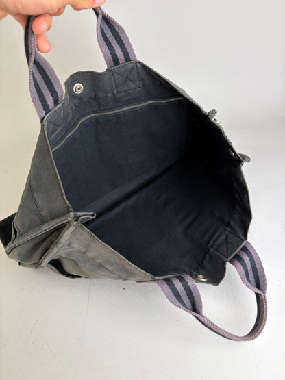 Vintage Hermes Canvas Tote Bag Black Grey