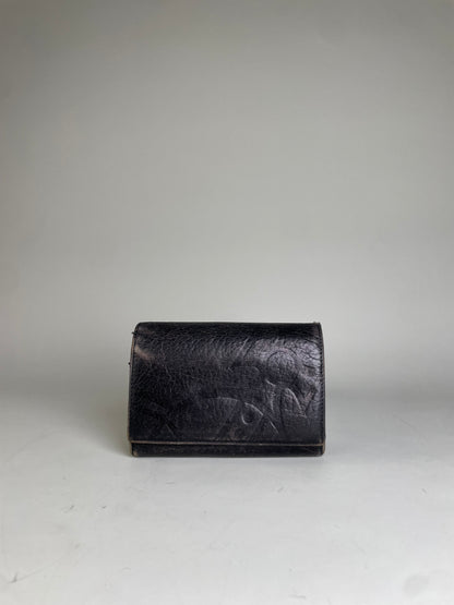 Vintage Vivienne Westwood Leather Wallet Black Gold Snap