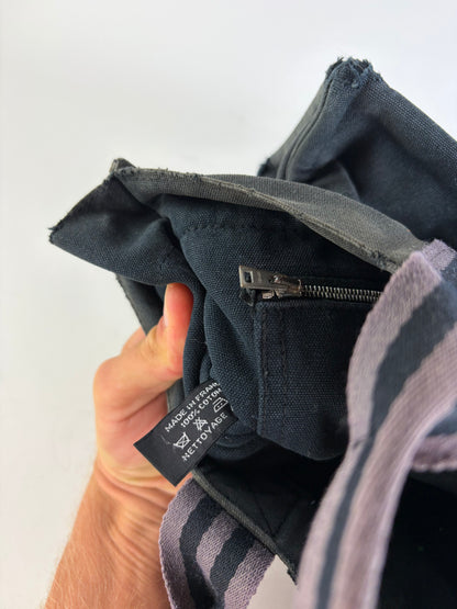 Vintage Hermes Canvas Tote Bag Black Grey