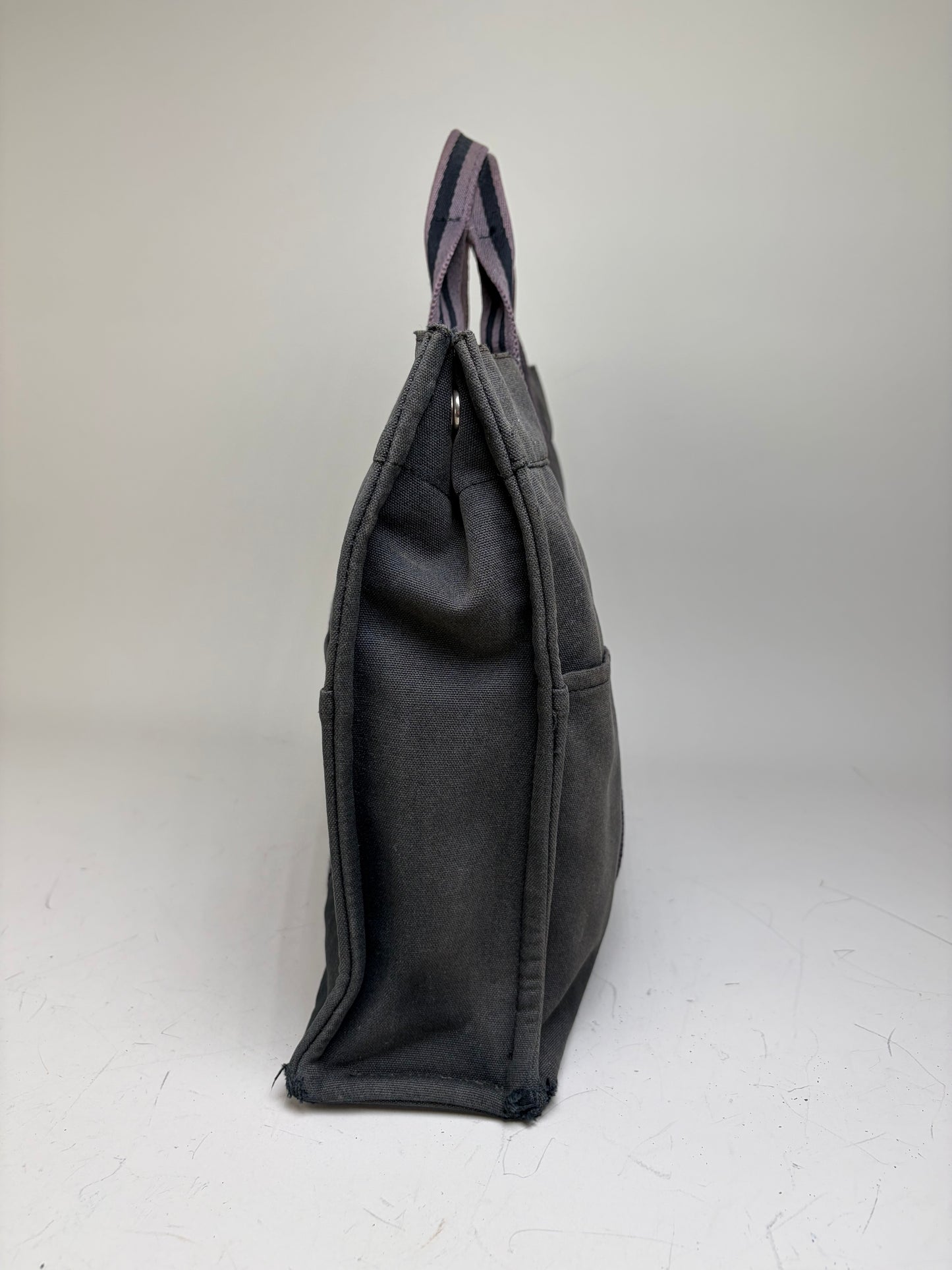 Vintage Hermes Canvas Tote Bag Black Grey