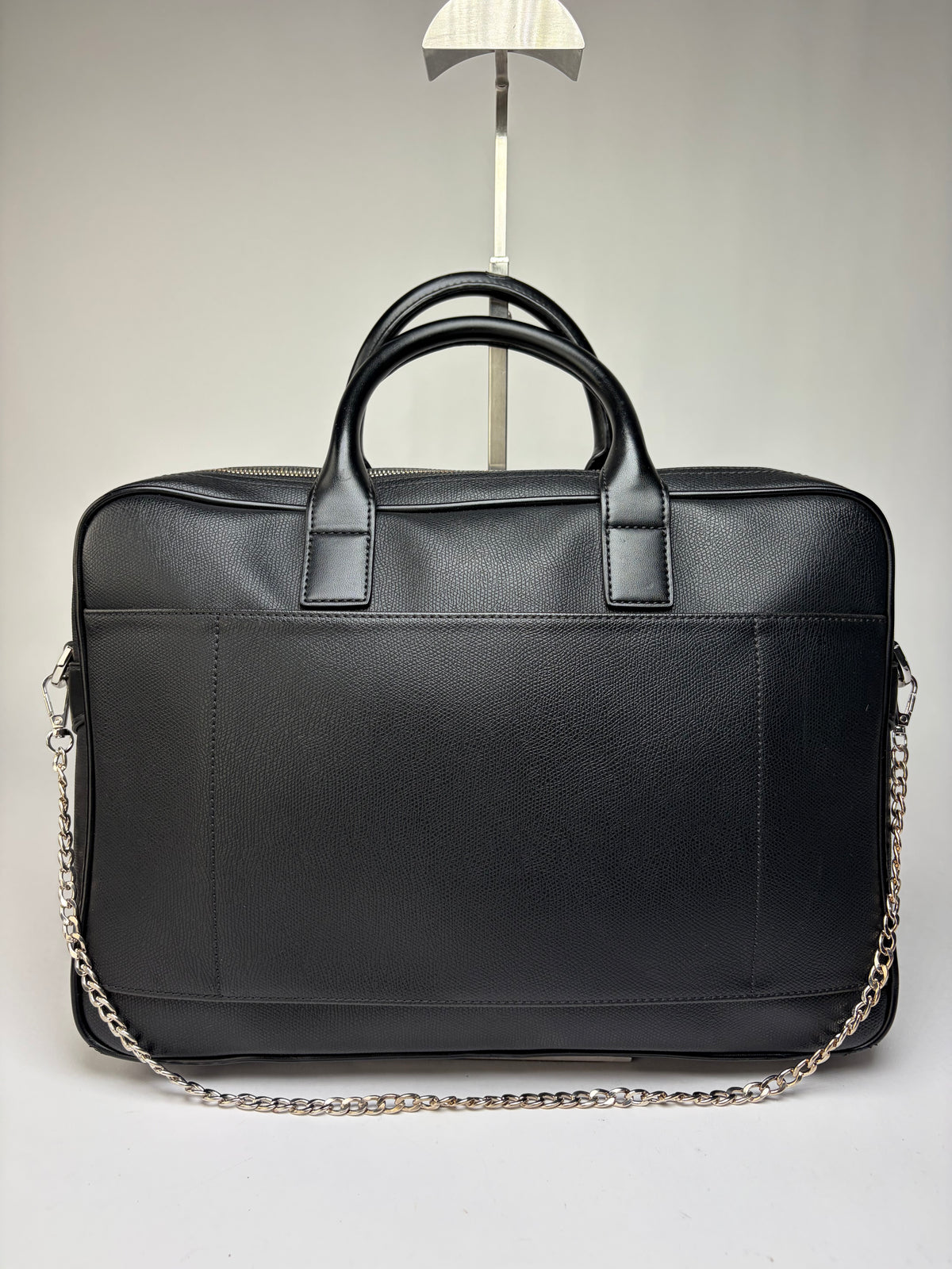 Vintage Emporio Armani Textured Leather Structured Briefcase Black