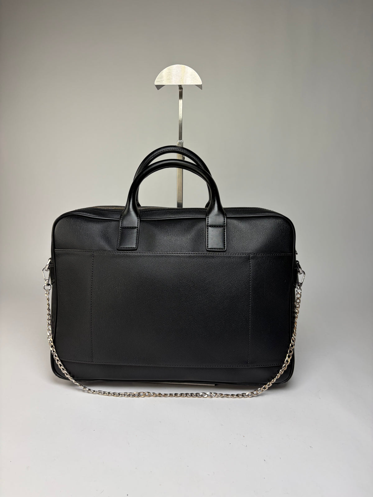 Vintage Emporio Armani Textured Leather Structured Briefcase Black