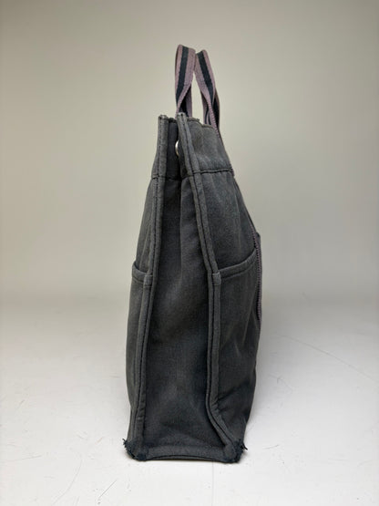 Vintage Hermes Canvas Tote Bag Black Grey