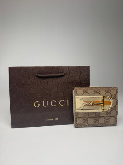 Vintage Gucci Leather / monogram wallet beige white orange