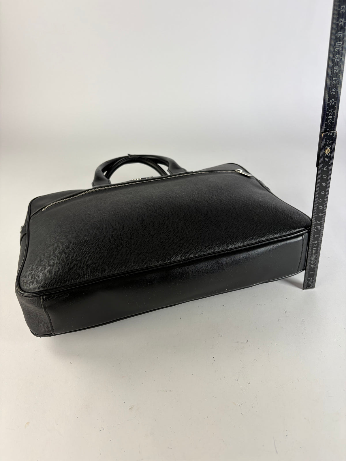 Vintage Emporio Armani Textured Leather Structured Briefcase Black