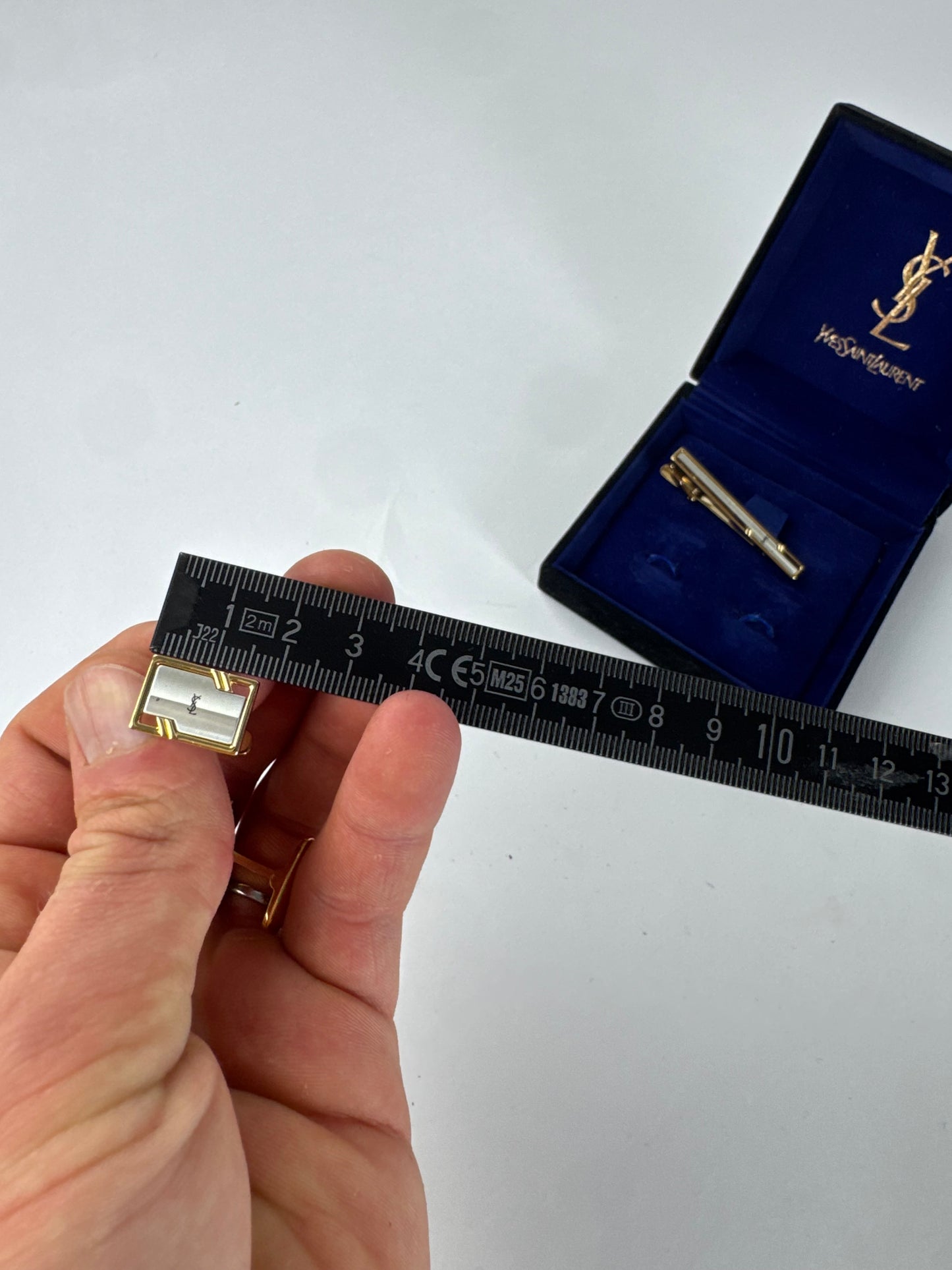 Vintage Yves Saint Laurent Metal Clamp / Cufflink Set Silver Gold