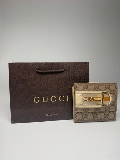 Vintage Gucci Leather / monogram wallet beige white orange