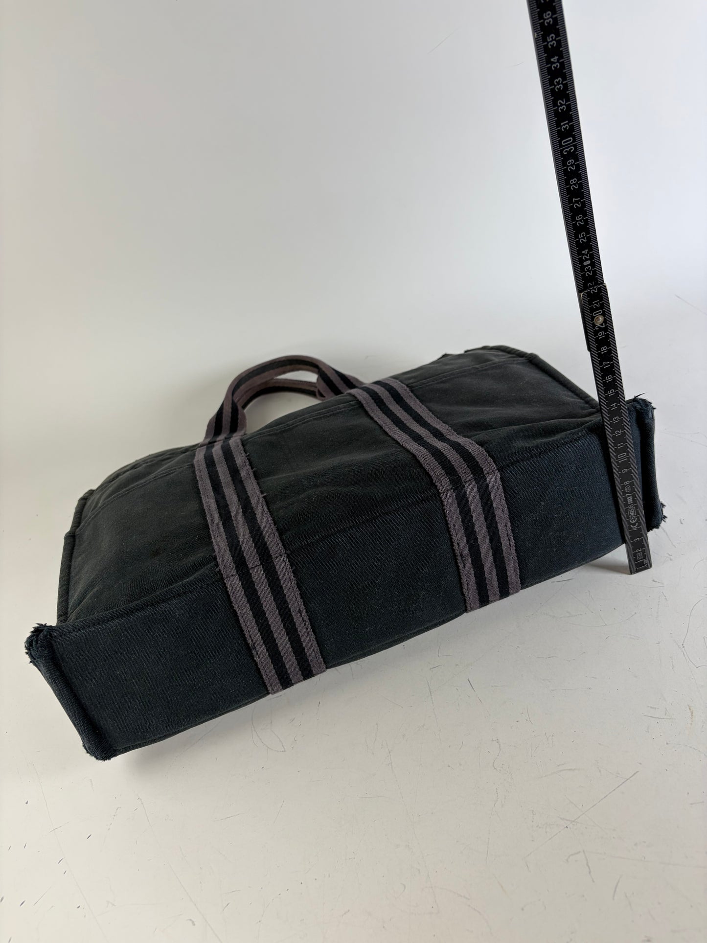 Vintage Hermes Canvas Tote Bag Black Grey