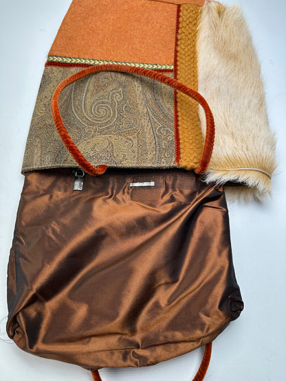 Vintage Etro Milano Patchwork Fabric Tote Bag Multicolor