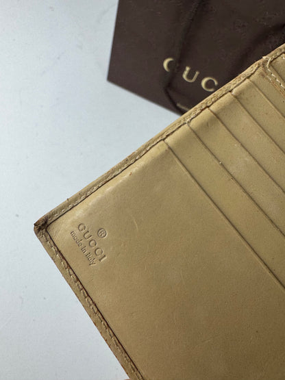 Vintage Gucci Monogram Leatjer Jackie Wallet Beige